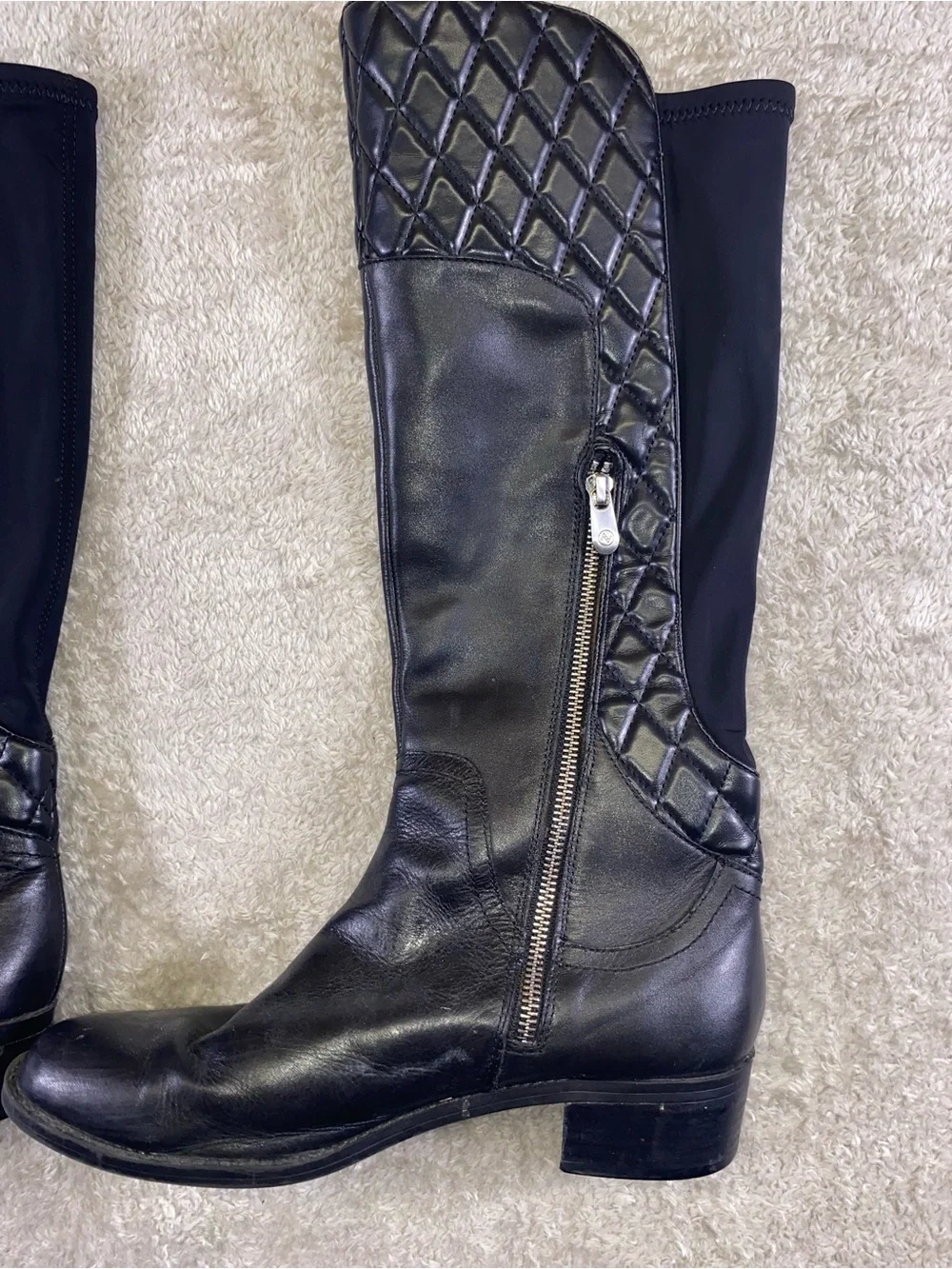 Adrienne Vittadini Black Quilted  Riding Boots size 9